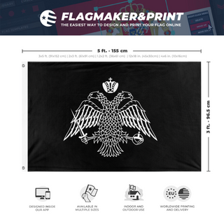 A mockup depicting custom flag specifications and measurements for 'Valorian Flag'