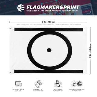 A mockup depicting custom flag specifications and measurements for 'CircumPunct flag'