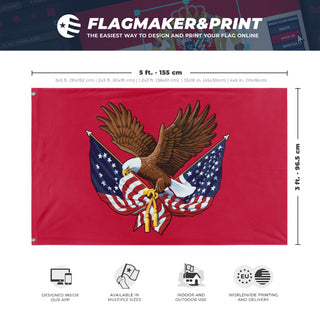 A mockup depicting custom flag specifications and measurements for 'American Constitutional Government flag'