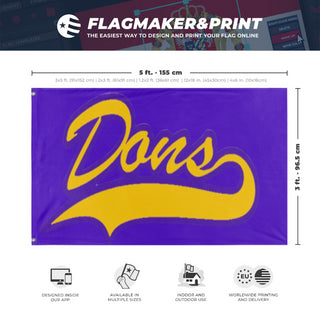 A mockup depicting custom flag specifications and measurements for 'Amador Valley flag'