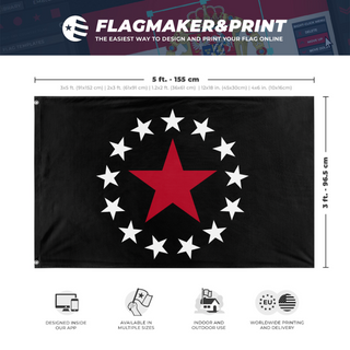 A mockup depicting custom flag specifications and measurements for 'The ARU flag'