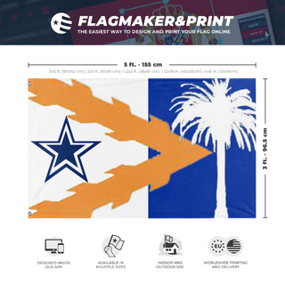 A mockup depicting custom flag specifications and measurements for 'Florida flag Redesign'
