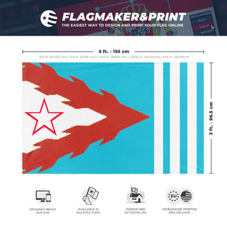 A mockup depicting custom flag specifications and measurements for 'Cuban resign      flag'