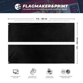 A mockup depicting custom flag specifications and measurements for 'Livota flag'