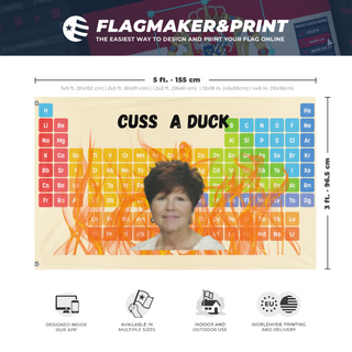 A mockup depicting custom flag specifications and measurements for 'CAD flag'
