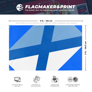 A mockup depicting custom flag specifications and measurements for 'Pembroke, Massachusetts flag'
