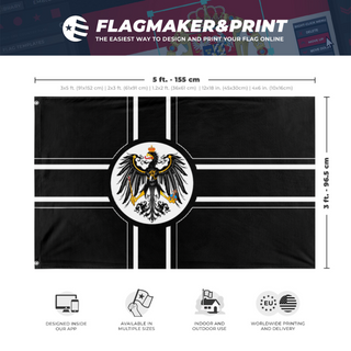 A mockup depicting custom flag specifications and measurements for 'A flag of my nation lintonia'
