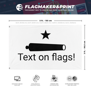 A mockup depicting custom flag specifications and measurements for 'Nah flag'