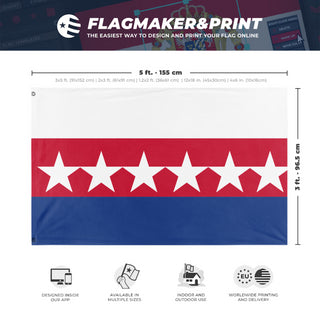 A mockup depicting custom flag specifications and measurements for 'Republic Of Austrailia flag'