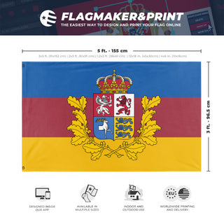 A mockup depicting custom flag specifications and measurements for 'Baltic Federation flag'