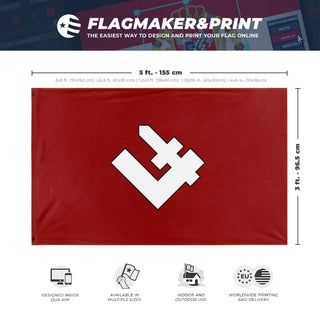 A mockup depicting custom flag specifications and measurements for 'PPNL flag'