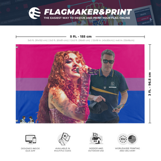 A mockup depicting custom flag specifications and measurements for 'McIntosh flag'