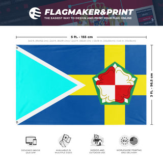 A mockup depicting custom flag specifications and measurements for 'Pembroke massachusetts flag'