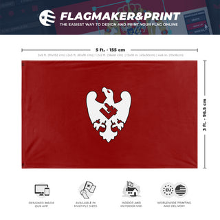 A mockup depicting custom flag specifications and measurements for 'ppnl flag'