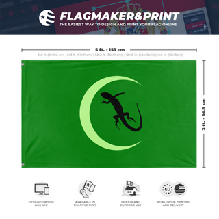 A mockup depicting custom flag specifications and measurements for 'Vex of the Moon flag'