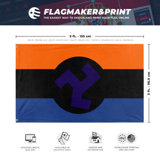 A mockup depicting custom flag specifications and measurements for 'The Knoxist Republic of Tennessee/'