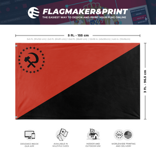 A mockup depicting custom flag specifications and measurements for 'Mashwanism flag'