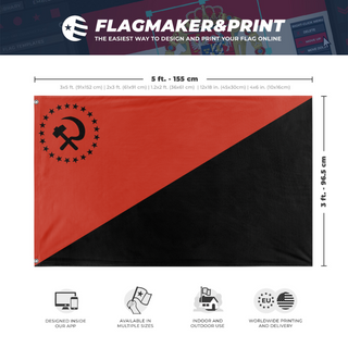 A mockup depicting custom flag specifications and measurements for 'Mashwanism flag'