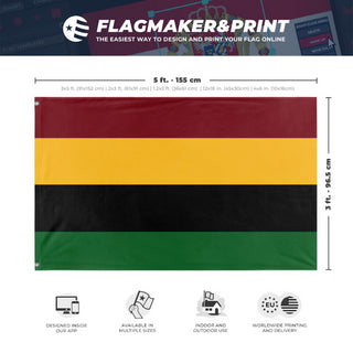 A mockup depicting custom flag specifications and measurements for 'Greater Cosontia Federation flag'