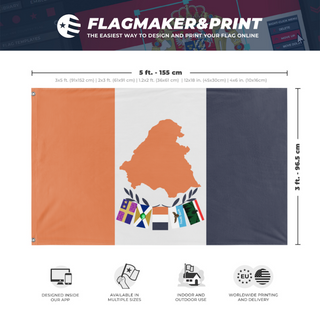 A mockup depicting custom flag specifications and measurements for 'Manahawkin flag'