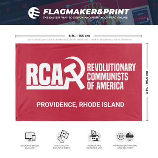 A mockup depicting custom flag specifications and measurements for 'PVDRCA flag'