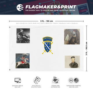 A mockup depicting custom flag specifications and measurements for 'Bosnia  flag'
