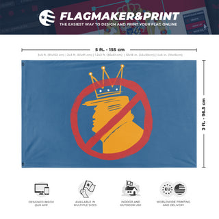 A mockup depicting custom flag specifications and measurements for 'Anti-Trump flag'