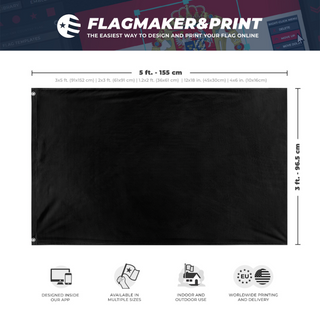 A mockup depicting custom flag specifications and measurements for 'ACFD FS1 flag'