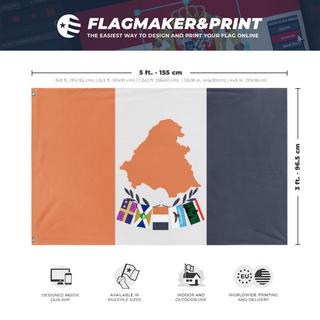A mockup depicting custom flag specifications and measurements for 'Manahawkin flag'