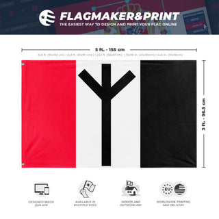 A mockup depicting custom flag specifications and measurements for 'Federal Republic of Jasonia  flag'