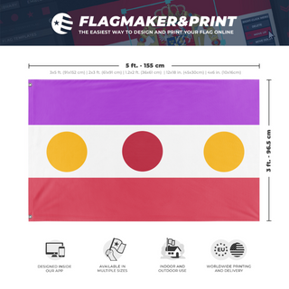 A mockup depicting custom flag specifications and measurements for 'Bospalor flag'