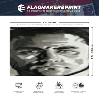 A mockup depicting custom flag specifications and measurements for 'nick flag'
