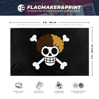 A mockup depicting custom flag specifications and measurements for 'ICEAGLE  flag'