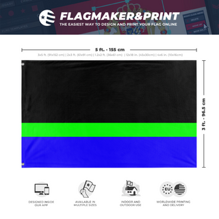 A mockup depicting custom flag specifications and measurements for 'NRV flag'
