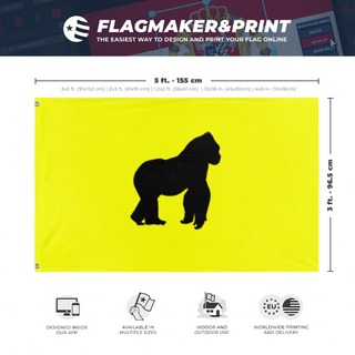 A mockup depicting custom flag specifications and measurements for 'Daisy flag'