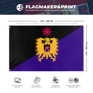 A mockup depicting custom flag specifications and measurements for 'Federal Republic of Jasonia'