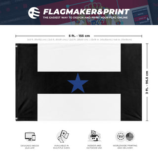 A mockup depicting custom flag specifications and measurements for 'Halifax, MA flag'