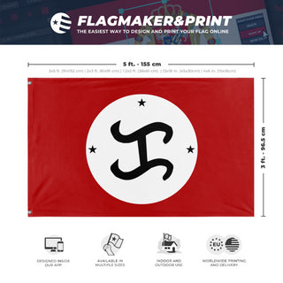A mockup depicting custom flag specifications and measurements for 'National Magdalo Organization flag'