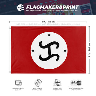 A mockup depicting custom flag specifications and measurements for 'National Magdalo Organization flag'