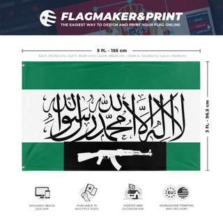 A mockup depicting custom flag specifications and measurements for 'afgf flag'