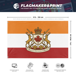 A mockup depicting custom flag specifications and measurements for 'Mapale flag'