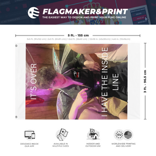 A mockup depicting custom flag specifications and measurements for 'Smithers flag'