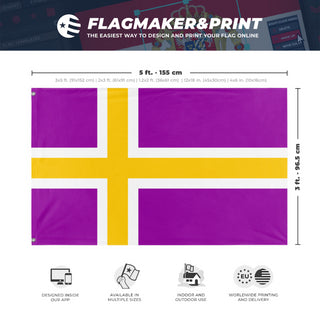 A mockup depicting custom flag specifications and measurements for 'Harbour oaks flag'