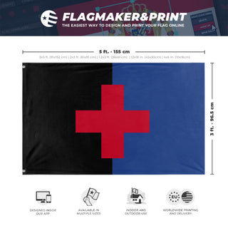 A mockup depicting custom flag specifications and measurements for 'Federal Republic of Jasonia  flag'