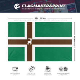 A mockup depicting custom flag specifications and measurements for 'Anxious & Kevin flag'