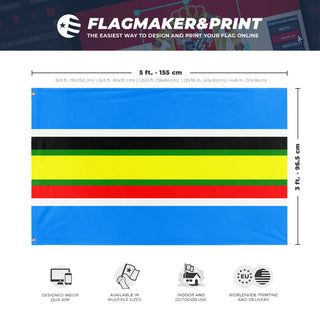 A mockup depicting custom flag specifications and measurements for 'East African flag'