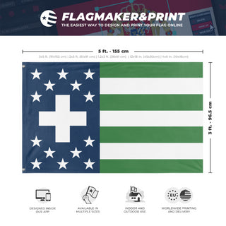 A mockup depicting custom flag specifications and measurements for 'Askal flag'
