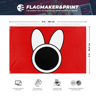 A mockup depicting custom flag specifications and measurements for 'Flag of the new state of melonia'
