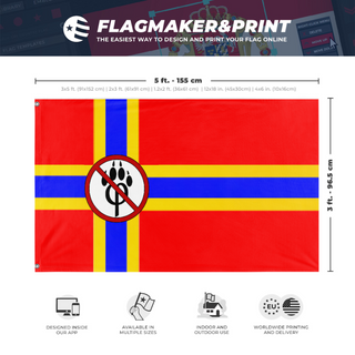 A mockup depicting custom flag specifications and measurements for 'AFI flag'