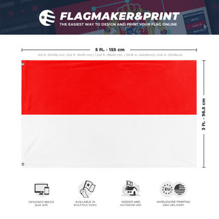 A mockup depicting custom flag specifications and measurements for 'u89 flag'